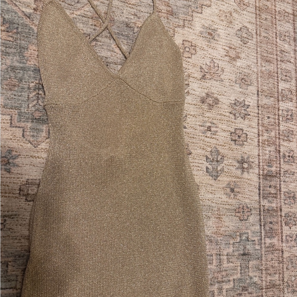 Meshki Beige/Gold Sparkle Maxi Dress - Picture 5 of 6
